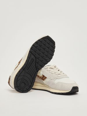4. Zapatillas de mujer Reelwind en piel y nailon Blanco-Leopardo