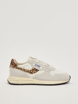 1. Zapatillas de mujer Reelwind en piel y nailon Blanco-Leopardo