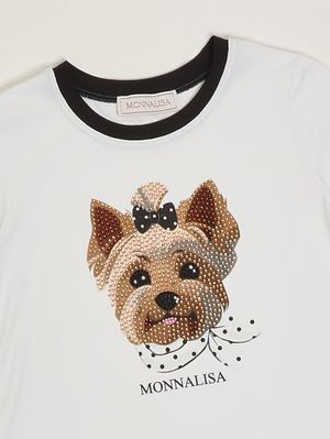3. Mädchenkleid aus elastischem Baumwoll-Jersey Schwarz-Weiß