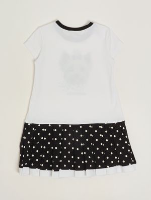 2. Mädchenkleid aus elastischem Baumwoll-Jersey Schwarz-Weiß