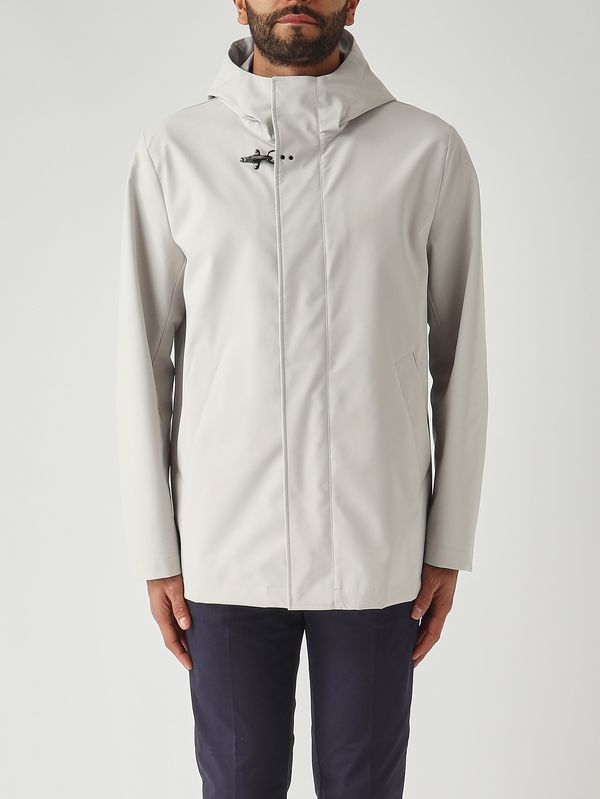 Fay Men's Travel parka in stretch technical fabric - Ice