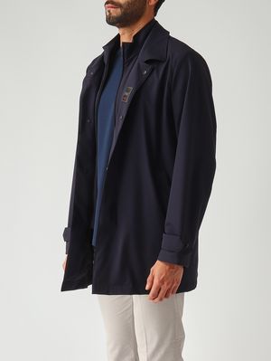 3. Herrenmantel Travel Morning aus Stretch-Nylon Marineblau