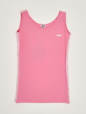 1. Vestido de niña de algodón elástico. Rosa