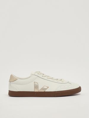 1. Damen-Sneaker Volley aus Leder Butter-Gold