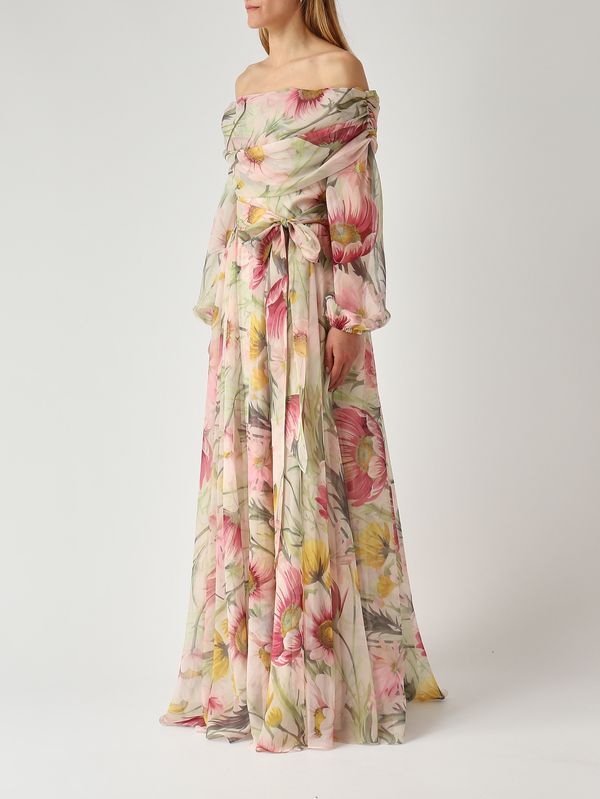 3. Abito donna New Rever in tessuto effetto chiffon Floreale-Pastello Giada Curti gcr26a499