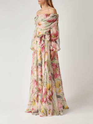 3. Abito donna New Rever in tessuto effetto chiffon Floreale-Pastello