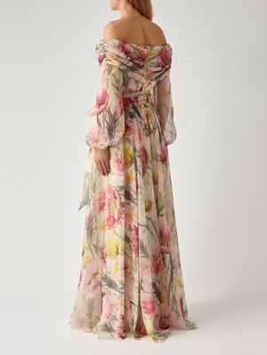4. Abito donna New Rever in tessuto effetto chiffon Floreale-Pastello