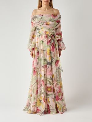 1. Abito donna New Rever in tessuto effetto chiffon Floreale-Pastello