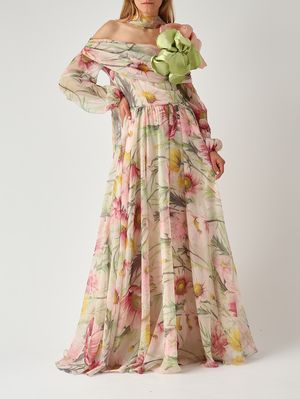 2. Abito donna New Rever in tessuto effetto chiffon Floreale-Pastello