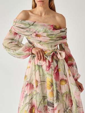 5. Abito donna New Rever in tessuto effetto chiffon Floreale-Pastello