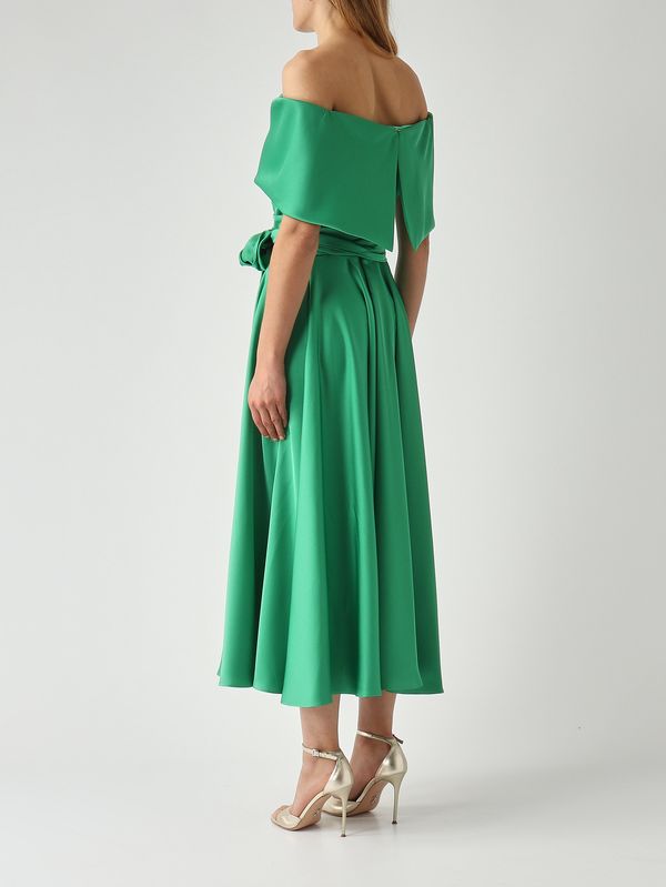 4. Damenkleid aus satiniertem Stoff Smaragdgrün Giada Curti gcr26a490