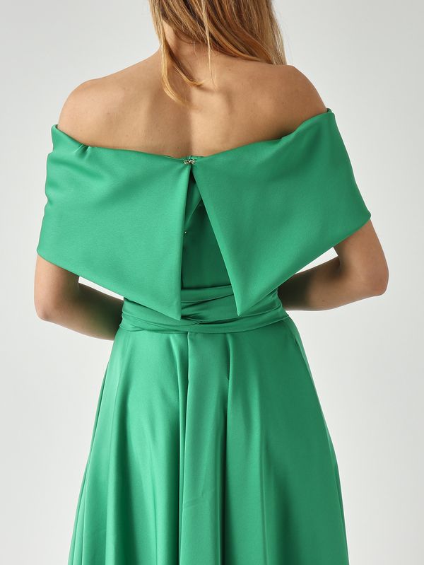 5. Damenkleid aus satiniertem Stoff Smaragdgrün Giada Curti gcr26a490