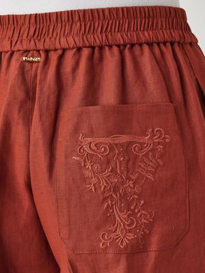 5. Pantalone donna in lino Marrone