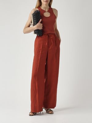 2. Pantalone donna in lino Marrone