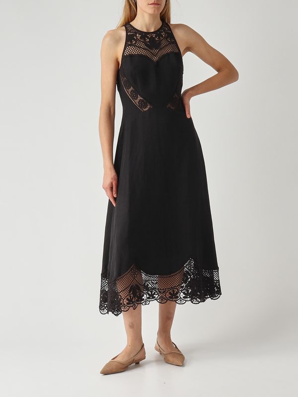 2. Vestido de mujer de viscosa y lino. Negro Twinset 261tt2241