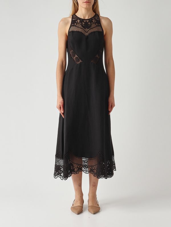 Robe pour femme en viscose et lin Noir Twinset