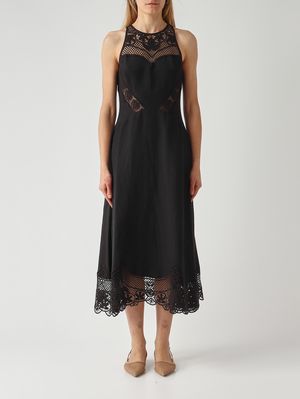 1. Vestido de mujer de viscosa y lino. Negro