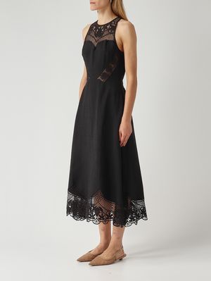 3. Vestido de mujer de viscosa y lino. Negro