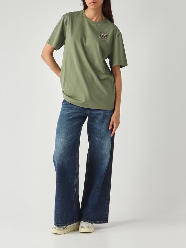 2. Women's "Strepitoso" cotton t-shirt Green Pinko 105526a33f