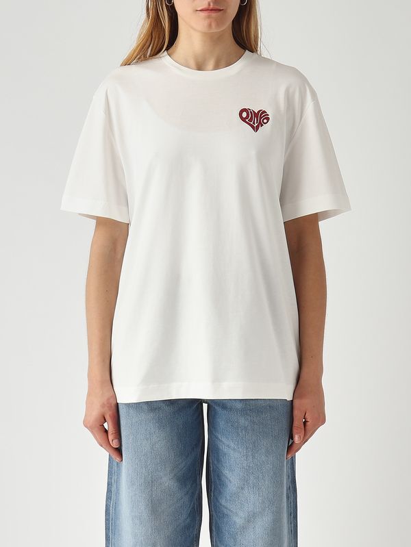 1. Damen-T-Shirt aus Baumwolle Weiß-Rot Pinko 105526a33i