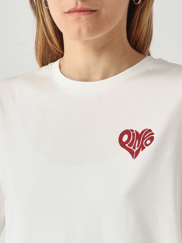 5. Damen-T-Shirt aus Baumwolle Weiß-Rot Pinko 105526a33i