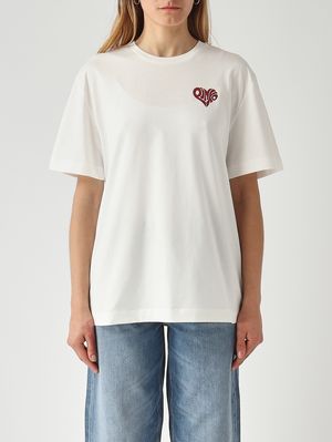 1. T-shirt donna in cotone Bianco-Rosso