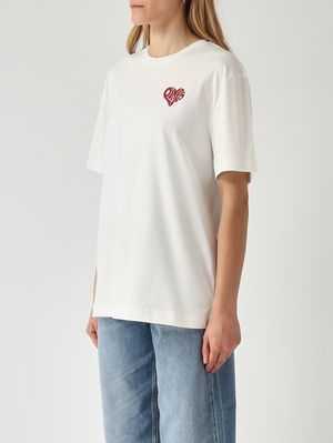3. T-shirt donna in cotone Bianco-Rosso