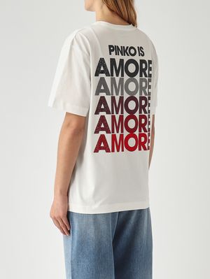 4. T-shirt donna in cotone Bianco-Rosso