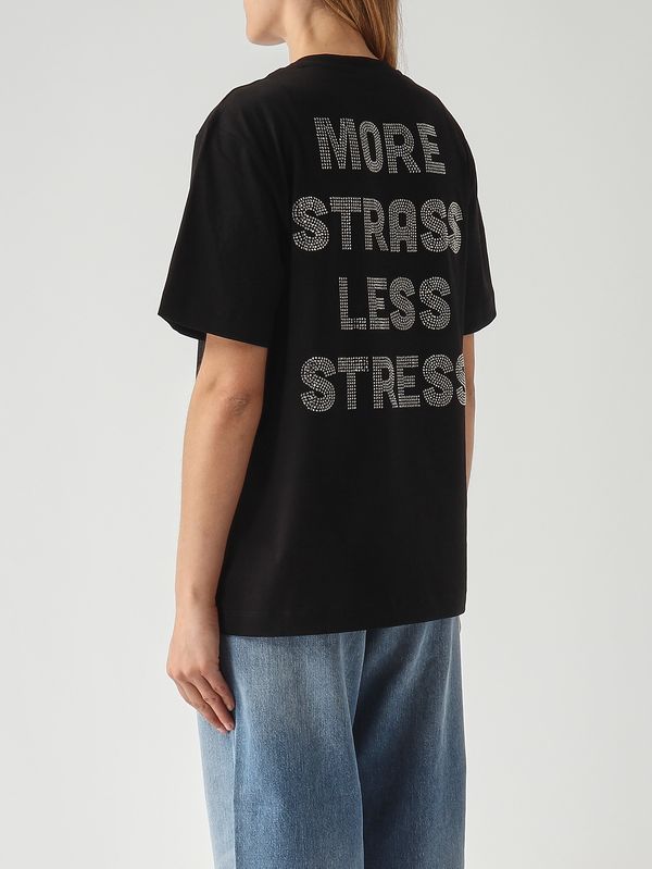 4. Camiseta de mujer "Strepitoso" de algodón. Negro Pinko 105526a33s