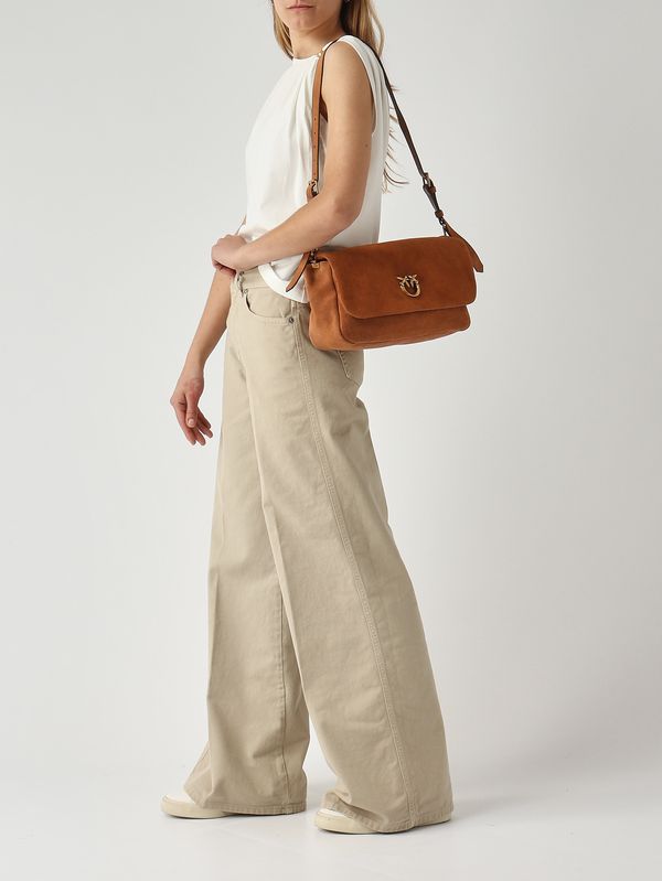 2. Borsa donna Click Soft Baguette in suede Marrone Pinko 106178a0f6
