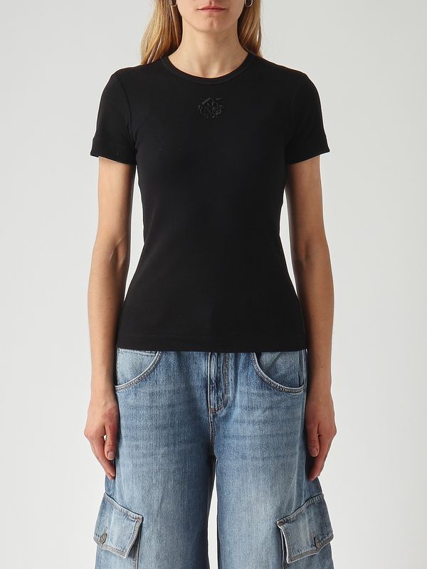 Women's Brughero stretch cotton T-shirt Black Pinko