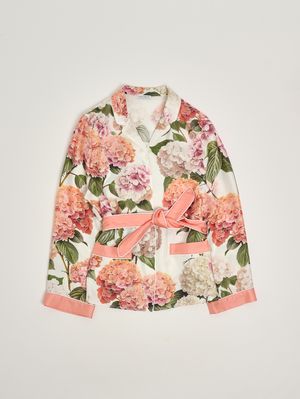 1. Seidenkimono für Mädchen Weiß-Rosa