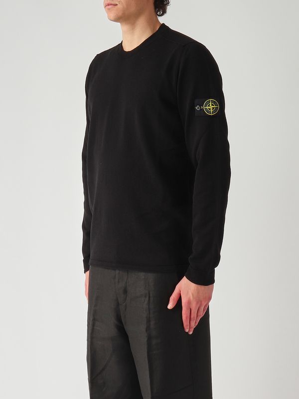 3. Maglia uomo in cotone biologico grezzo a maglia rasata Nero Stone Island l1s155100062s00b9