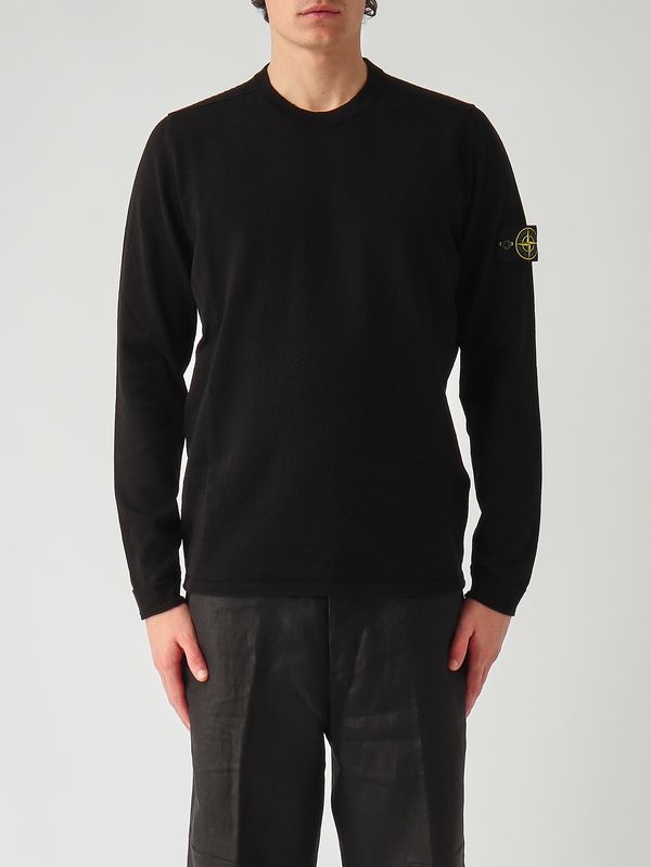 1. Maglia uomo in cotone biologico grezzo a maglia rasata Nero Stone Island l1s155100062s00b9