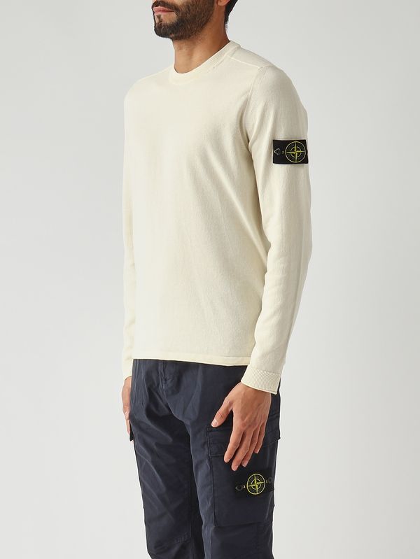 3. Maglia uomo in cotone biologico grezzo a maglia rasata Avorio Stone Island l1s155100062s00b9