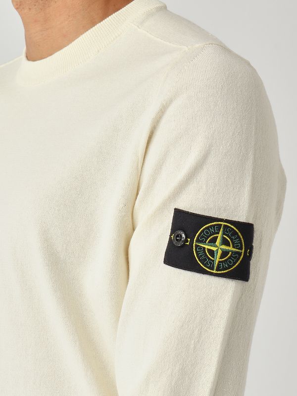 5. Maglia uomo in cotone biologico grezzo a maglia rasata Avorio Stone Island l1s155100062s00b9