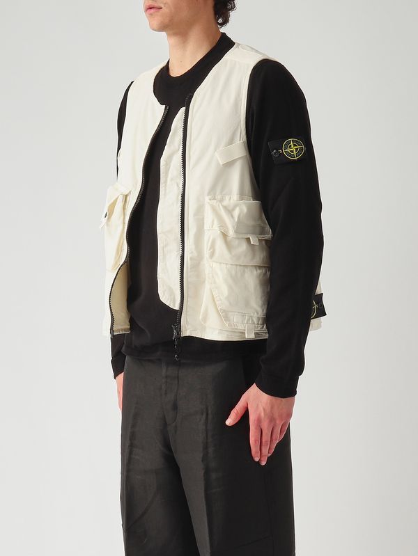 3. Herrenweste aus Stretch-Ripstop-Baumwolle Elfenbein Stone Island l1s15g100006s0318