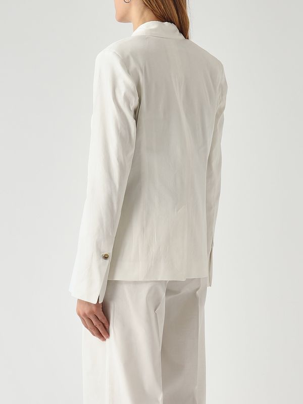 4. Blazer Freda para mujer en mezcla de lino elástico. Blanco Pinko 106597a34i