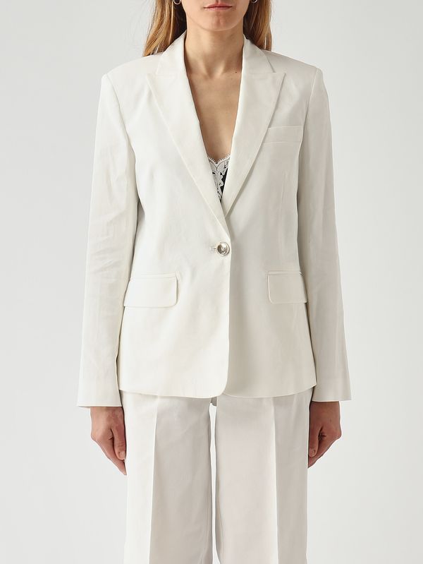 1. Blazer Freda para mujer en mezcla de lino elástico. Blanco Pinko 106597a34i