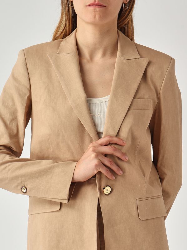 5. Blazer Freda para mujer en mezcla de lino elástico. Chantilly Pinko 106597a34i