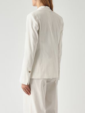 4. Blazer Freda para mujer en mezcla de lino elástico. Blanco