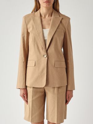 1. Blazer Freda para mujer en mezcla de lino elástico. Chantilly