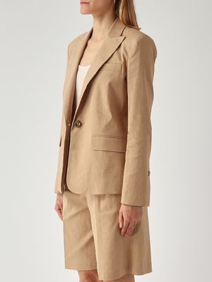 3. Blazer Freda para mujer en mezcla de lino elástico. Chantilly