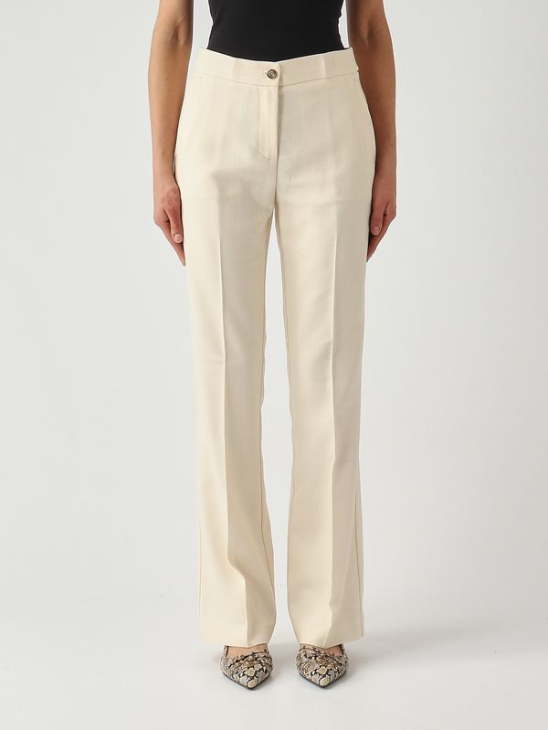 Pantalon New Serenidad en tissu mélangé viscose frisé pour femme Blanc Pinko