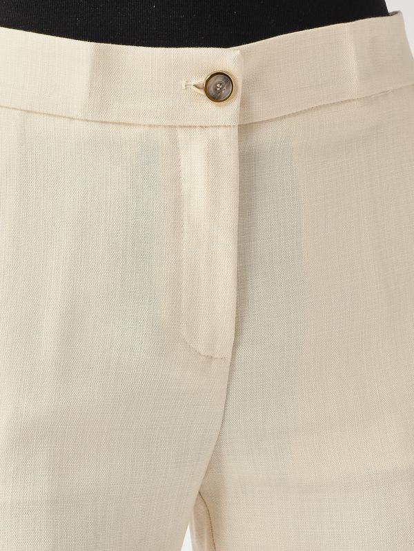 5. Pantalon New Serenidad en tissu mélangé viscose frisé pour femme Blanc Pinko 107595a2w6