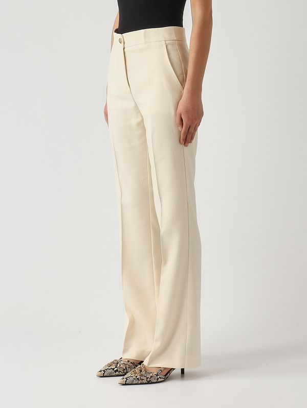 3. Pantalon New Serenidad en tissu mélangé viscose frisé pour femme Blanc Pinko 107595a2w6