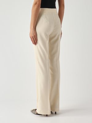 4. Pantalon New Serenidad en tissu mélangé viscose frisé pour femme Blanc