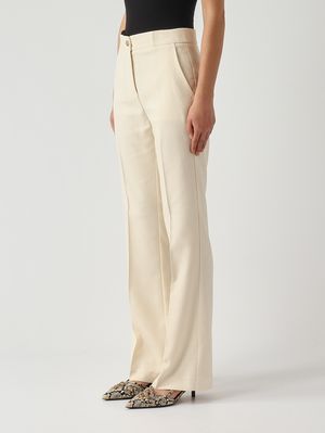 3. Pantalon New Serenidad en tissu mélangé viscose frisé pour femme Blanc