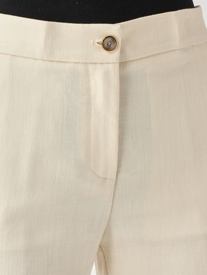 5. Pantalon New Serenidad en tissu mélangé viscose frisé pour femme Blanc