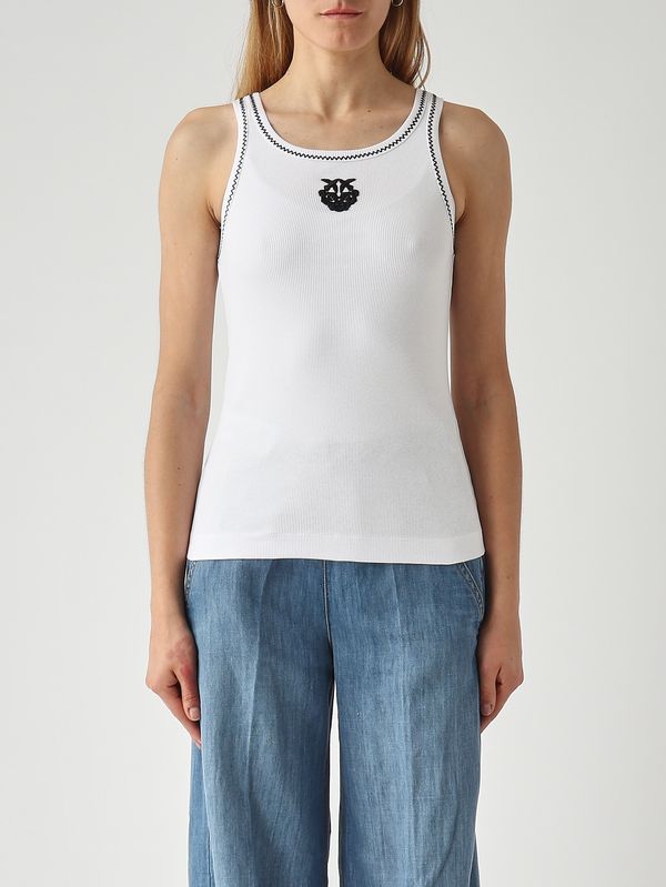 1. Women's stretch cotton tank top Black-White Pinko 106816a3al